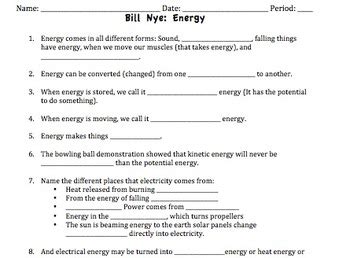 bill nye energy worksheet